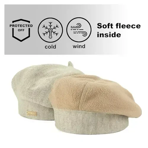 niceacsrise Beret - Warm Lined Wool Angora Knit Berets - French Paris Hat for Women - 2