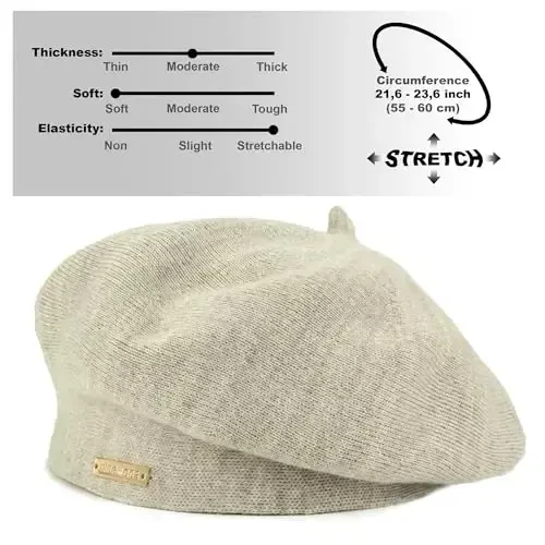 niceacsrise Beret - Warm Lined Wool Angora Knit Berets - French Paris Hat for Women - 4