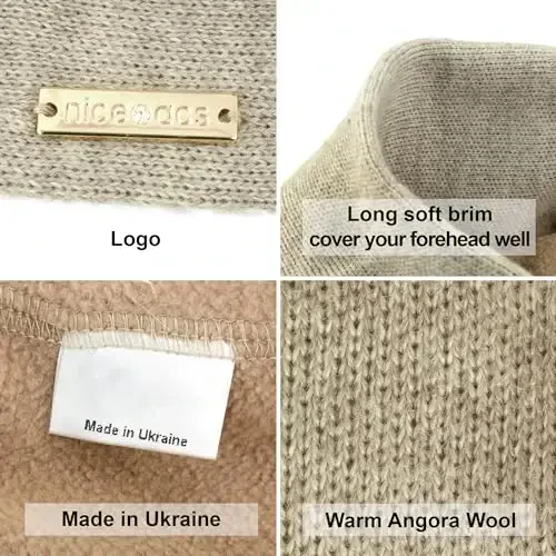 niceacsrise Beret - Warm Lined Wool Angora Knit Berets - French Paris Hat for Women - 5