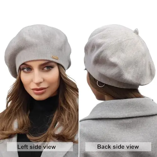 Braxton Beret - Warm Lined Wool Angora Knit Berets - French Paris Hat for Women - 3
