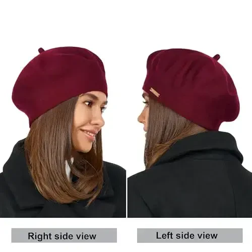 niceacsrise Beret - Warm Lined Wool Angora Knit Berets - French Paris Hat for Women - 3