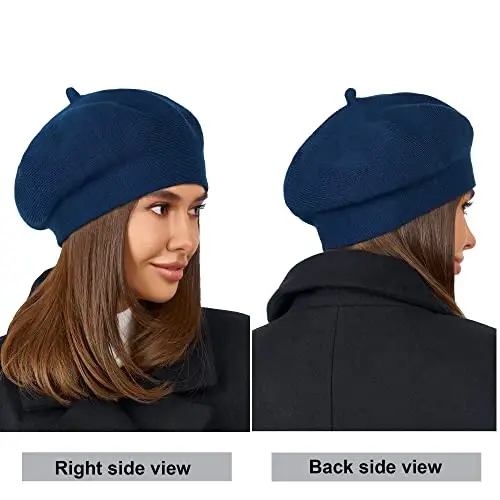 niceacsrise Beret - Warm Lined Wool Angora Knit Berets - French Paris Hat for Women - 3