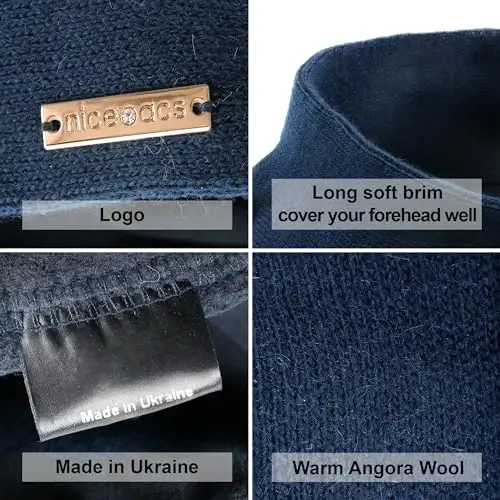 niceacsrise Beret - Warm Lined Wool Angora Knit Berets - French Paris Hat for Women - 4