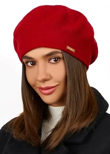 Braxton Beret - Warm Lined Wool Angora Knit Berets - French Paris Hat for Women 