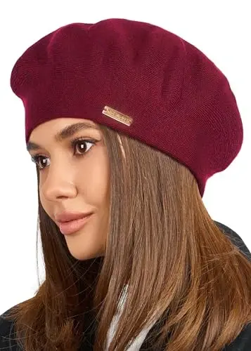 Braxton Beret - Warm Lined Wool Angora Knit Berets - French Paris Hat for Women - 1