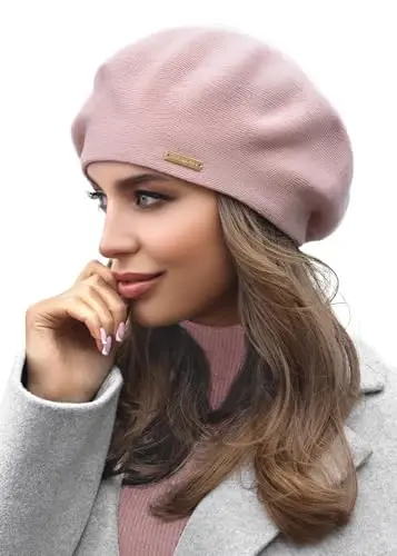 Braxton Beret - Warm Lined Wool Angora Knit Berets - French Paris Hat for Women - 1