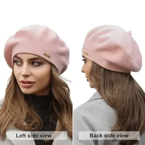 Braxton Beret - Warm Lined Wool Angora Knit Berets - French Paris Hat for Women - 3