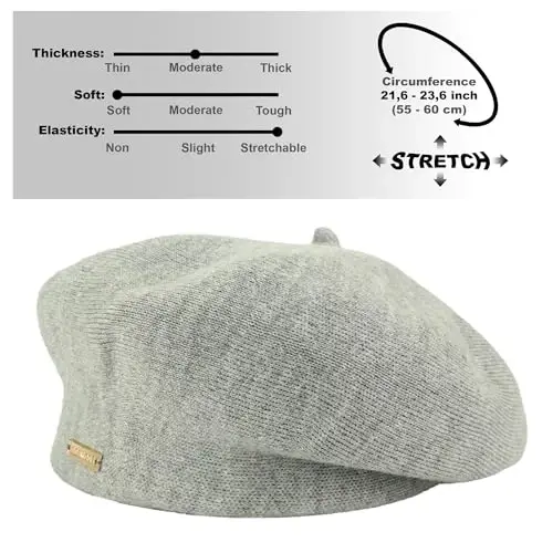 niceacsrise Beret - Warm Lined Wool Angora Knit Berets - French Paris Hat for Women - 5