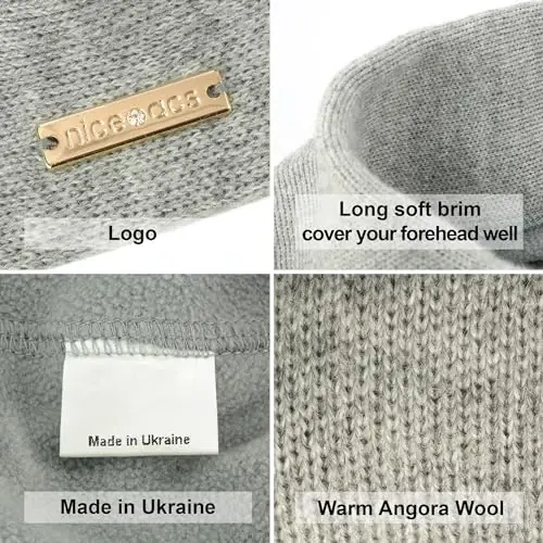 niceacsrise Beret - Warm Lined Wool Angora Knit Berets - French Paris Hat for Women - 6