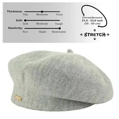 Braxton Grey - Issiq astarli jun angora to'qilgan beretlar - ayollar uchun frantsuz parij shlyapasi - 5