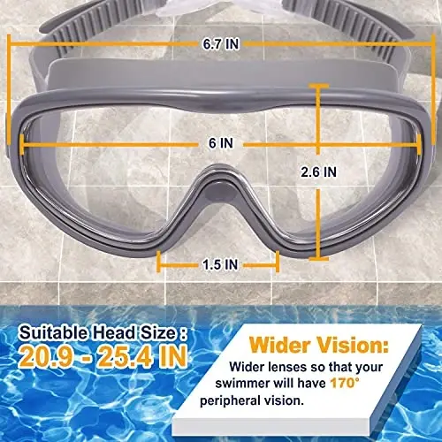 Braylin Adult Swim Goggles, 2-Pack Wide View Swim Goggles for Men Women Youth Teen, Anti-Fog, Over 15 - 3