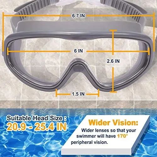 Braylin Adult Swim Goggles, 2-Pack Wide View Swim Goggles for Men Women Youth Teen, Anti-Fog, Over 15 - 2