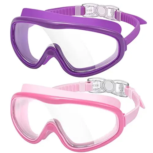 Braylin Adult Swim Goggles, 2-Pack Wide View Swim Goggles for Men Women Youth Teen, Anti-Fog, Over 15 - 1