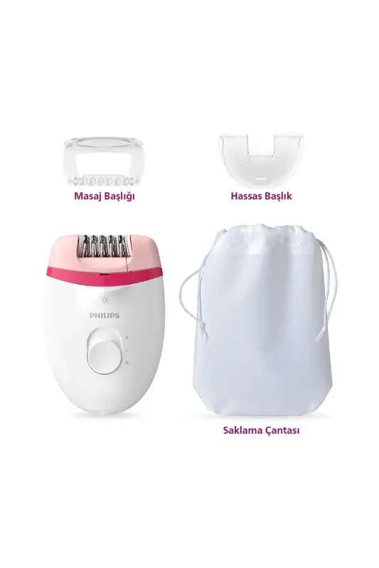 BRE255/05 Corded Epilator, Leg Use, Light Feature, 3 Attachments, 2 Speed Settings - PHILIPS