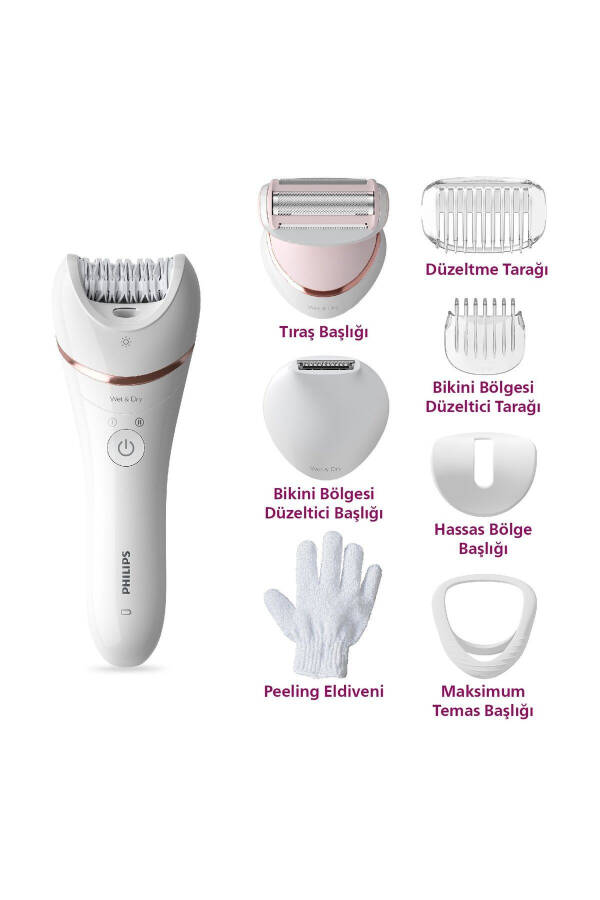 BRE720/05 Epilator (Face+Underarms+Bikini Area+Legs) Wet & Dry, Illuminated, Cordless - 1