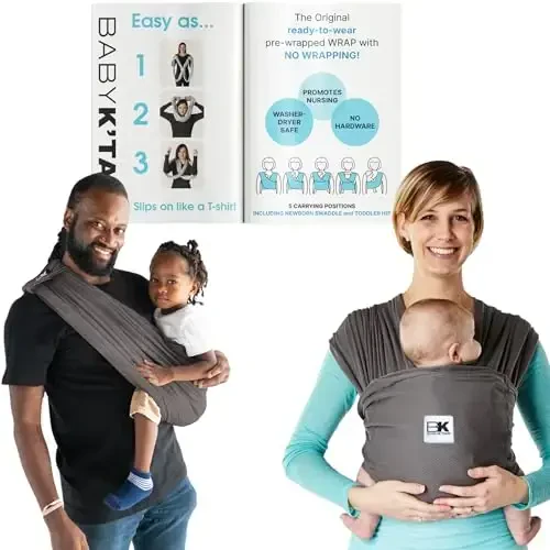 Breeze Baby K'dan Baby Carrier, #1 Easy Pre-Wrapped Baby Sling Gift | Nafas oladigan 100% paxta to'ri | Go'daklar uchun qo'llarsiz o'rash | Uzuklar yoki tokalar yo'q | Yangi tug'ilgan chaqaloqlardan 35 funtgacha bo'lgan bolalar uchun (O'lcham jadvaliga qarang) - Baby K'tan