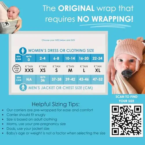Breeze Baby K'tan Baby Carrier, 1 Easy Pre-Wrapped Baby Sling Gift | Breathable 100% Cotton Mesh | Hands Free Wrap for Infants | No Rings Or Buckles | Newborn to Toddler up to 35lb (See Size Chart) - 2
