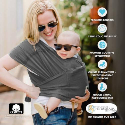 Breeze Baby K'tan Bebek Taşıyıcısı, 1 Kolay Önceden Sarılı Bebek Sling Hediye | Nefes Alabilen %100 Pamuk Örgü | Bebekler İçin Eller Serbest Sarım | Halka veya Toka Yok | Yeni Doğan'dan 35 lb'ye Kadar Çocuk (Boyut Tablosuna Bakın) - 3