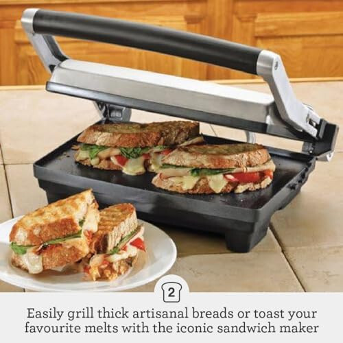 Breville Panini Pressi Duo 1500 vatt yopishqoq emas, cho'tkali paslanmaydigan po'lat - 2