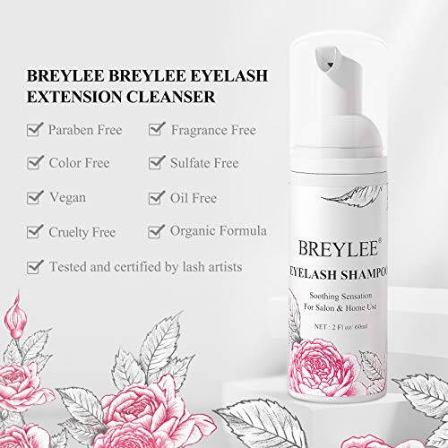 BREYLEE Shampoo for Lash Extensions, 60ml+Rinse Bottle+Brushes, Eyelash Extension Cleanser, Lash Wash Bath, Lash Cleaner for Makeup Cleansing Foams, Paraben & Sulfate Free for Salon and Home Use - 8