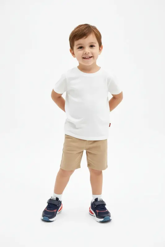 Brice Velcro Elastic Mesh Detailed Leather Boys' Sneakers Navy - 4