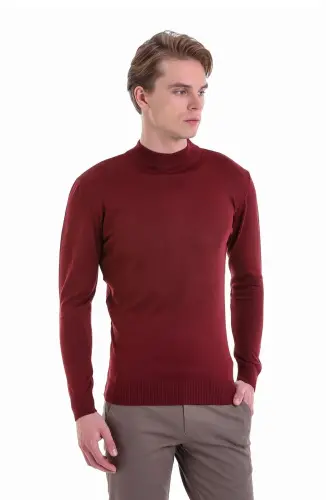 Brick Comfort Fit Plain Turtleneck Wool Blend - HATEMOĞLU (1)