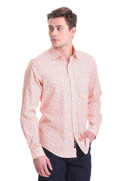 Brick Comfort Fit Printed 100% Cotton Slim Collar - 2