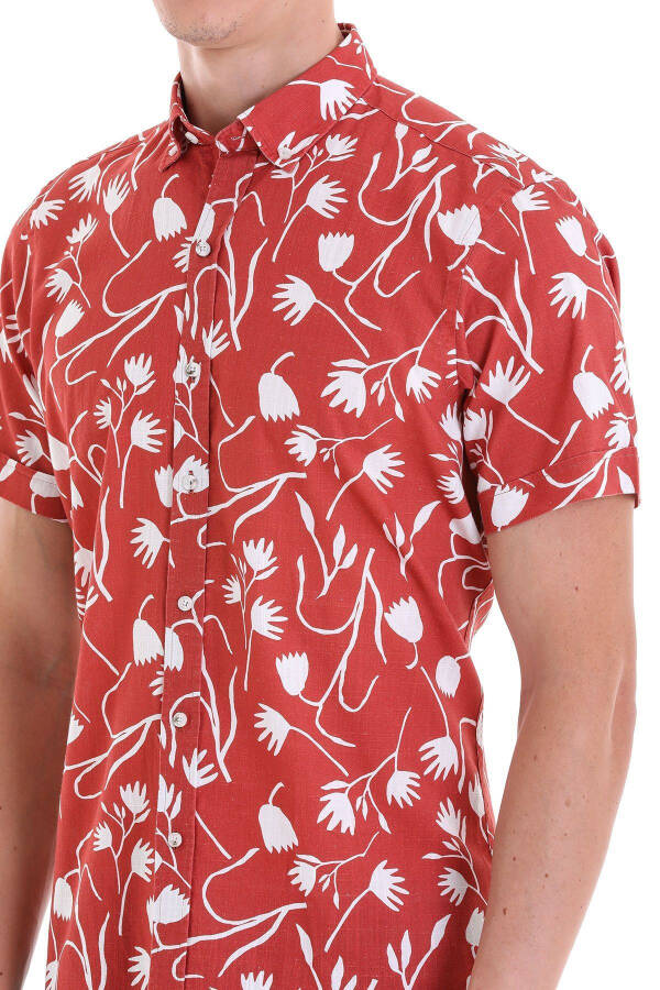 Brick Comfort Fit Printed Button-Down Collar 100% Cotton - 2