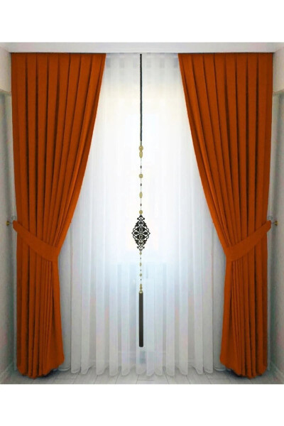 Brick Red Pleated Velvet Blackout Curtain High Quality Single Panel - 1