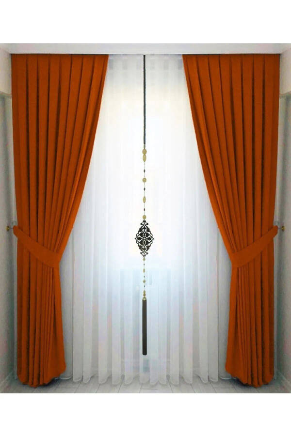 Brick Red Pleated Velvet Blackout Curtain High Quality Single Panel - 1