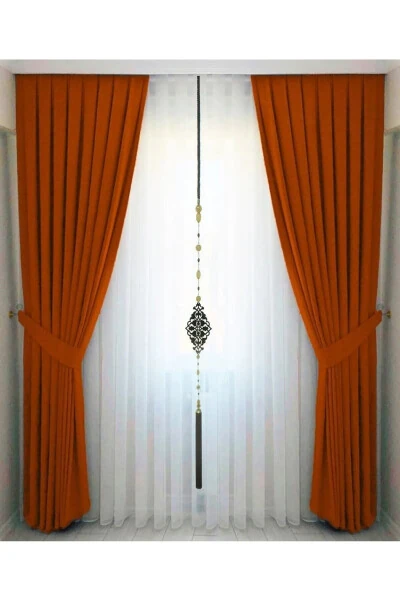 Brick Red Pleated Velvet Blackout Curtain High Quality Single Panel - Modazone