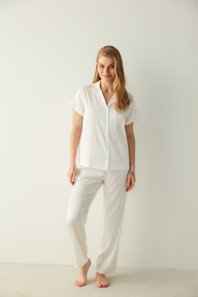 Bridal Aine Satin Shirt Pant Pajama Set - Bridal Collection - 12