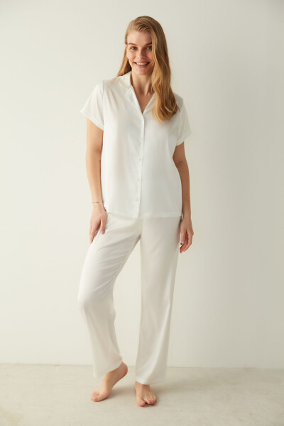 Bridal Aine Satin Shirt Pant Pajama Set - Bridal Collection - 5