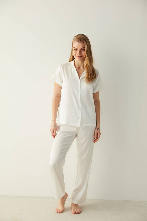 Bridal Aine Satin Shirt Pant Pajama Set - Bridal Collection - 6