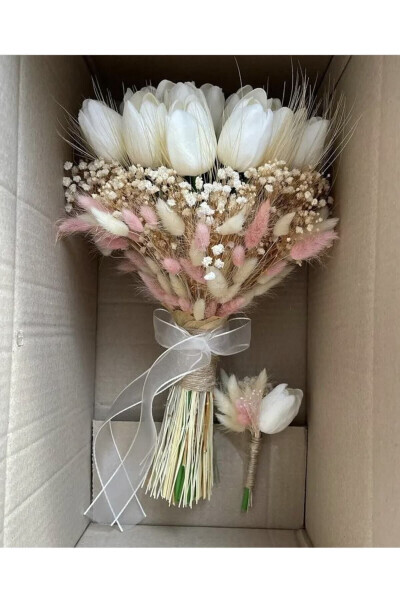 Bridal Bouquet with Bridal Flower and Groom's Boutonniere, Hydrangea at its Simplest Beauty - GENEL MARKALAR