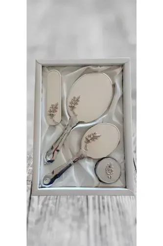 Bridal Dowry Gift Mirror Comb Set Bridal Bundle-Ecru - 1