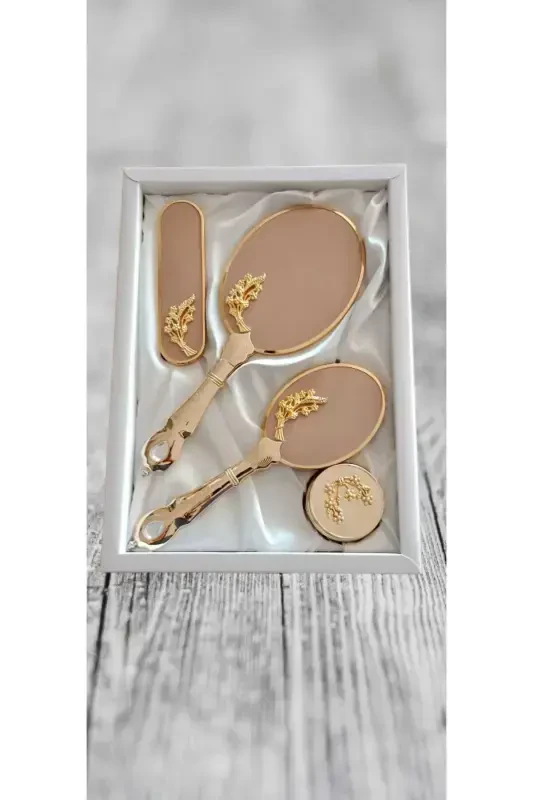Bridal Dowry Gift Mirror Comb Set Bride Bundle-Pink - DEPASSE