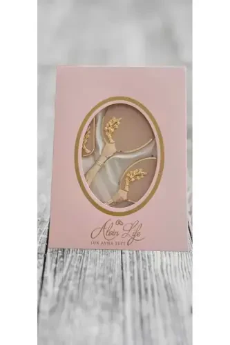 Bridal Dowry Gift Mirror Comb Set Bride Bundle-Pink - DEPASSE (1)