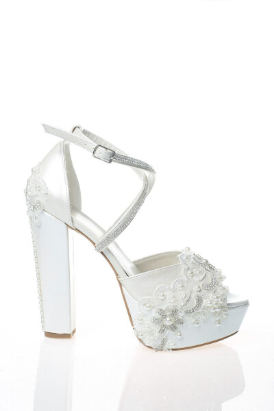 Bridal Mother-of-Pearl Pearl Stone Embroidered Shoes 4015 - 2