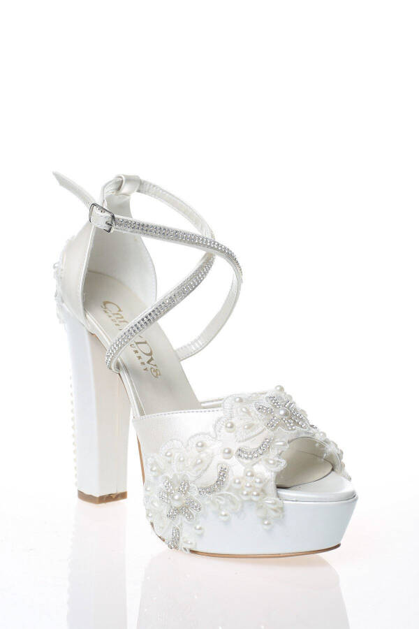 Bridal Mother-of-Pearl Pearl Stone Embroidered Shoes 4015 - 3