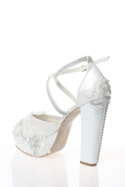 Bridal Mother-of-Pearl Pearl Stone Embroidered Shoes 4015 - 4