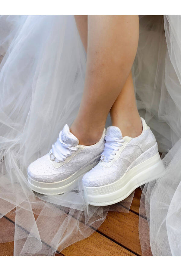 Bridal Platform Wedge 9cm Bridal Sneakers Super Comfortable White - 1