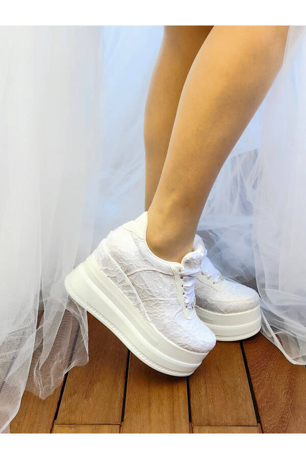 Bridal Platform Wedge 9cm Bridal Sneakers Super Comfortable White - 2