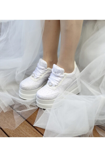 Bridal Platform Wedge 9cm Bridal Sneakers Super Comfortable White - 3