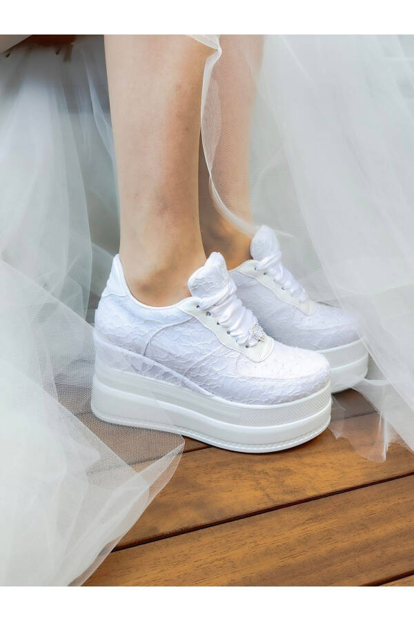 Bridal Platform Wedge 9cm Bridal Sneakers Super Comfortable White - 4