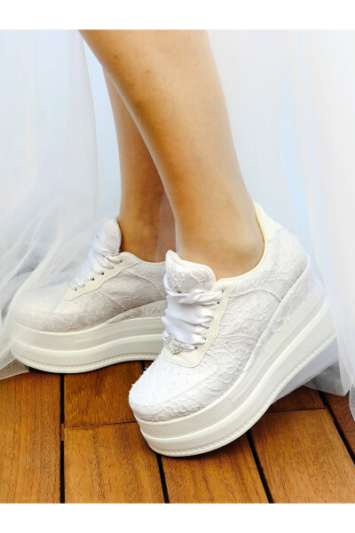 Bridal Platform Wedge 9cm Bridal Sneakers Super Comfortable White - 5