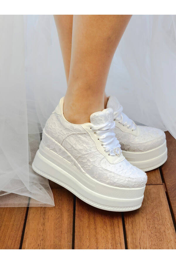 Bridal Platform Wedge 9cm Bridal Sneakers Super Comfortable White - 6