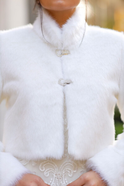 Bridal Stole, Fur, Jacket, Bridal Fur Stole Off-White - 4