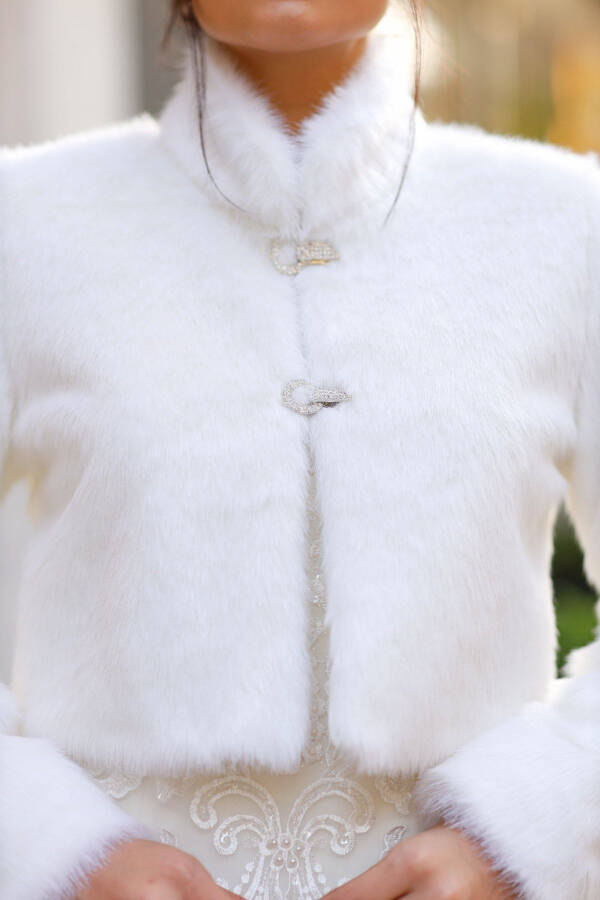 Bridal Stole, Fur, Jacket, Bridal Fur Stole Off-White - 4