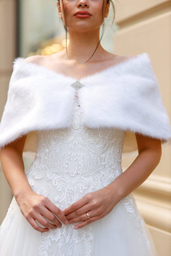 Bridal Stole, Fur, Jacket Bridal Stole Sleeveless - 4